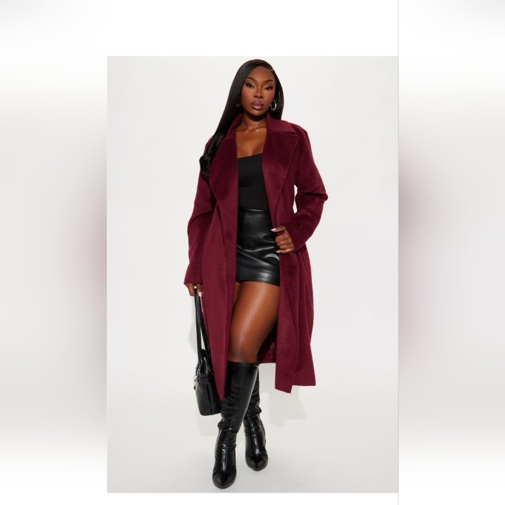 Fashion Nova Camile Trench Coat - Wine Size XL(15) (NWOT)